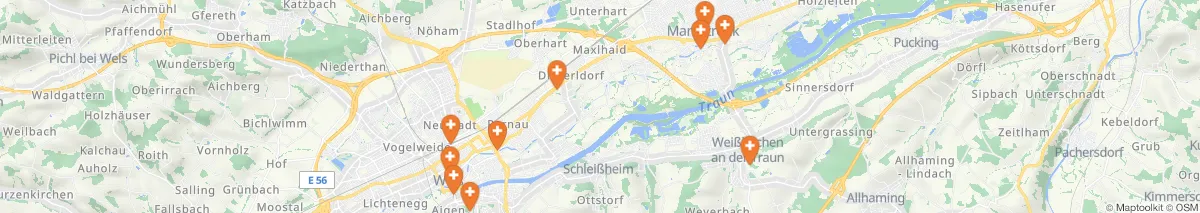 Kartenansicht für Apotheken-Notdienste in der Nähe von Weißkirchen an der Traun (Gemeinde, Oberösterreich) (192)